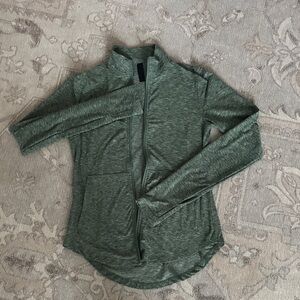 Lightweight Muted Green Women's Zip-Front Long Sleeve Top